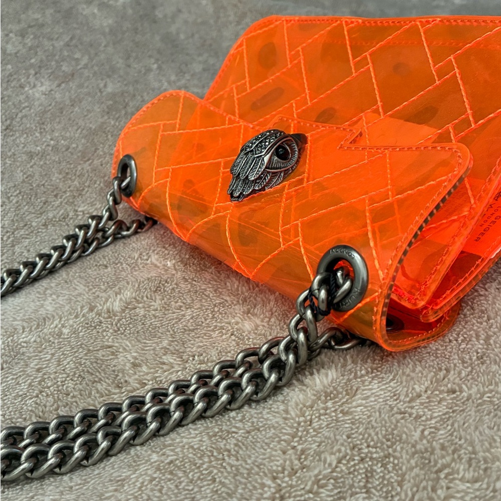 Kurt Geiger Kensington Transparent Quilted Crossbody Bag Orange - Picture 3 of 9